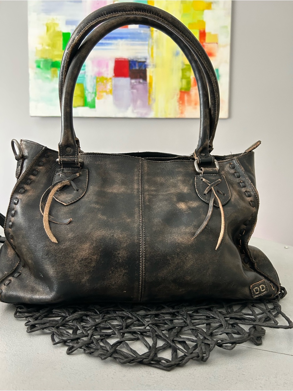 Bed Stu Leather Rockababy Shoulder Bag Crossbody Tote Black Rustic MSRP $345 - Picture 2 of 12